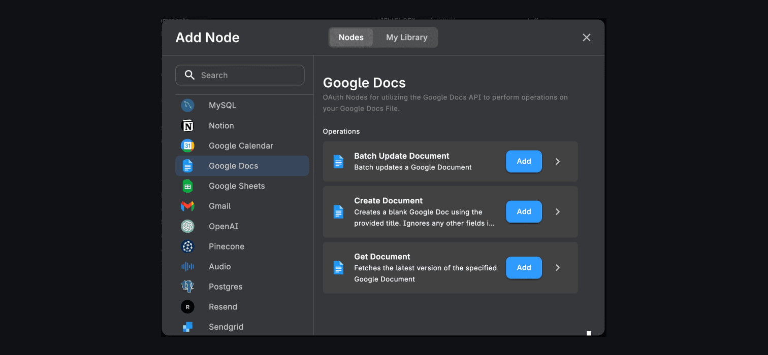 Google Docs Nodes