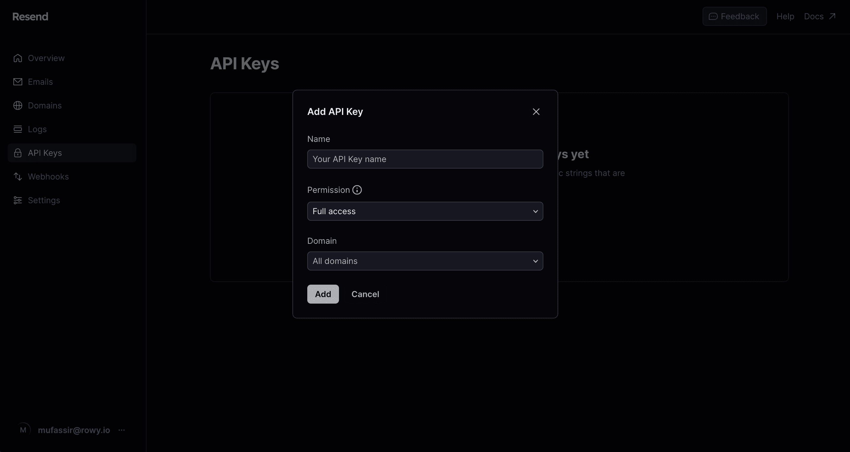 Resend API Keys