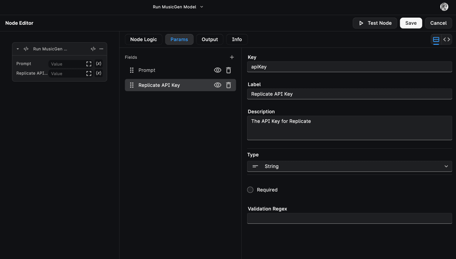 Secret Key Input Parameter