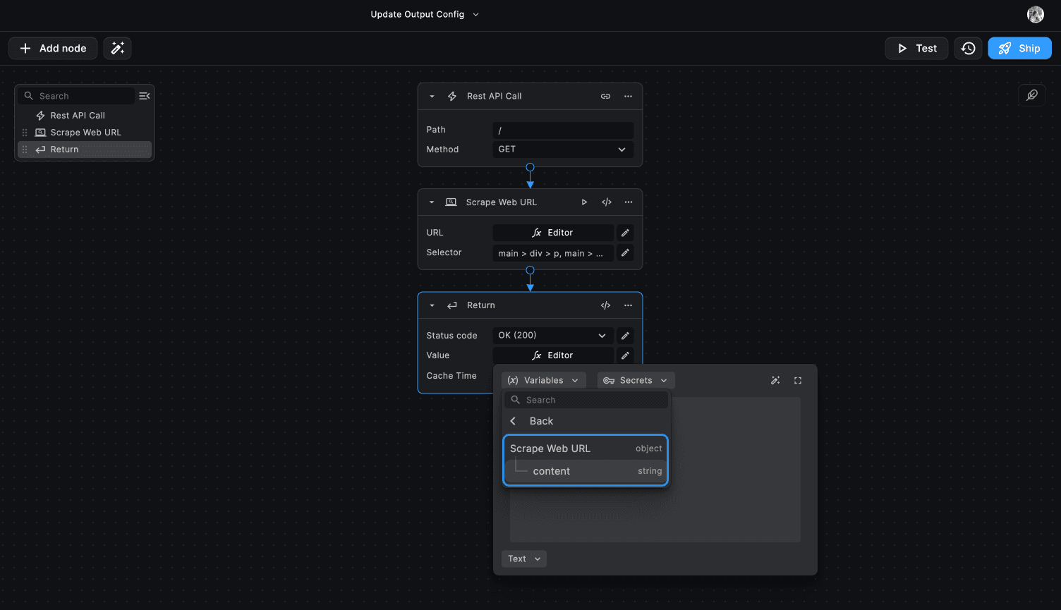 Update Node Output